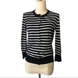 J. Crew S navy white stripe Caryn cardigan.